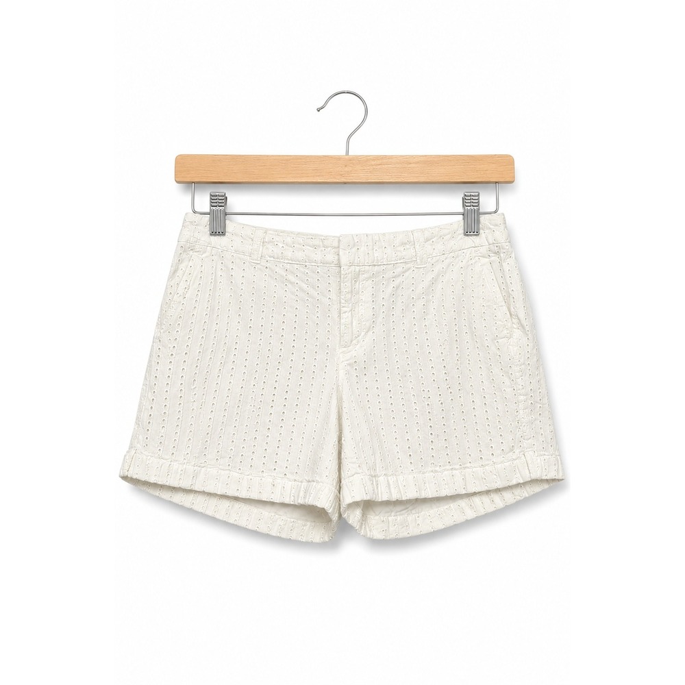 Merona Womens White Eyelet Cotton Shorts Size 14 Embroidered Summer Casual